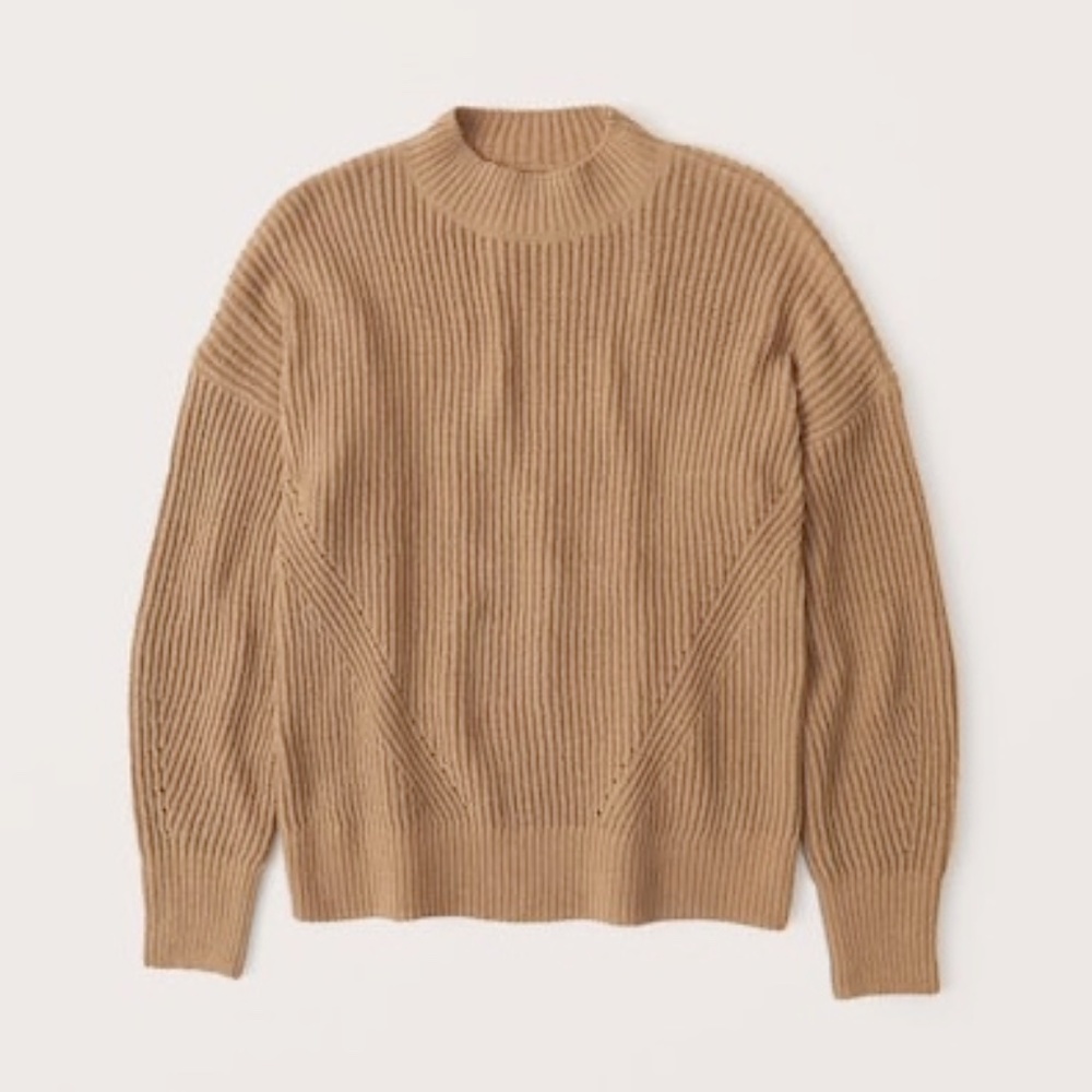 NWT A&F Boyfriend Chenille Camel Sweater XS